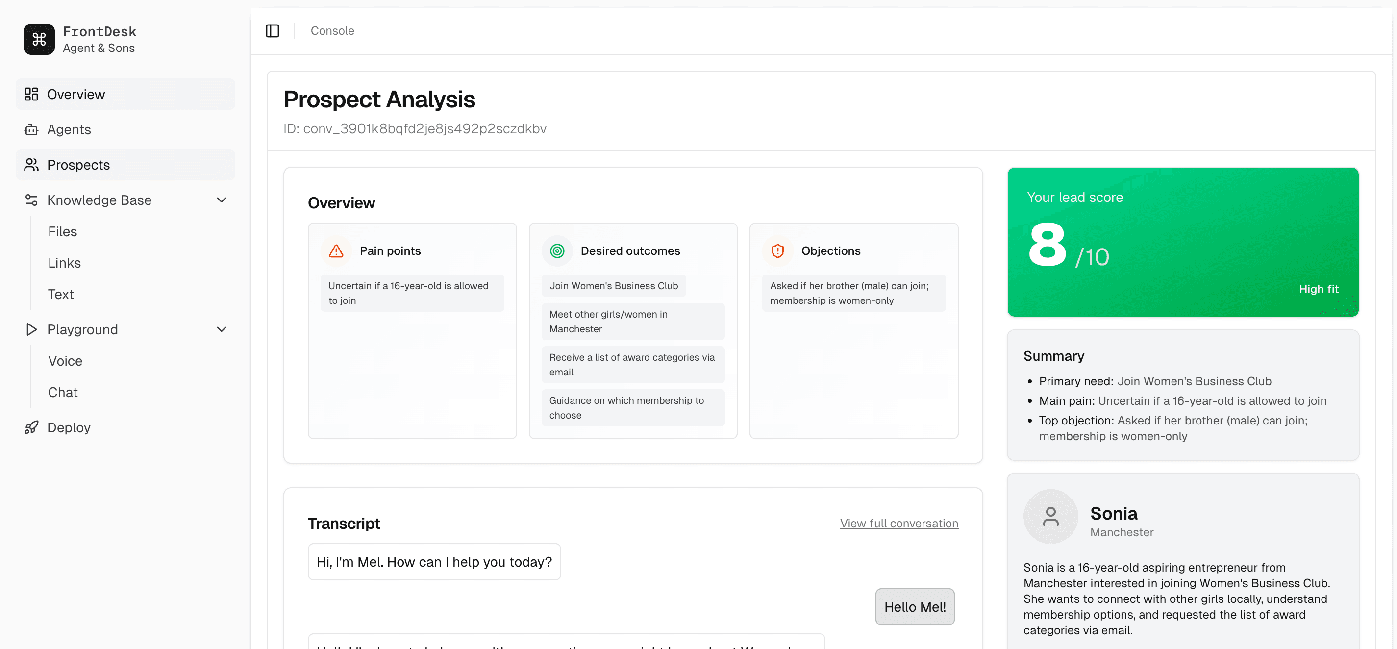 FrontDesk prospect analysis